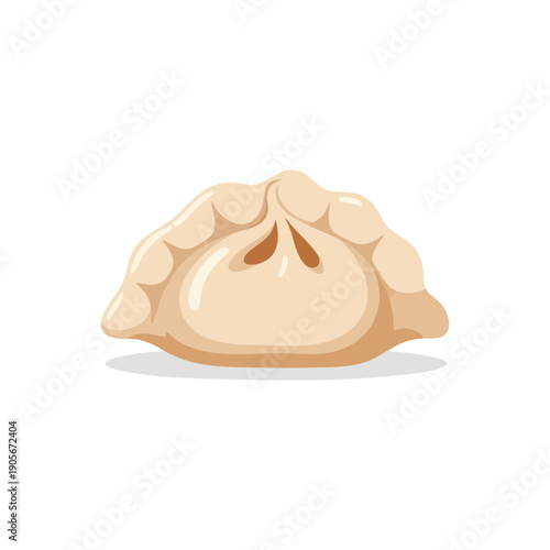 Close Up of a Steamed Dumpling Filled with Delicious Meaty Filling