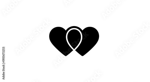 Two black hearts intertwined with a white outline forming a single symbol.