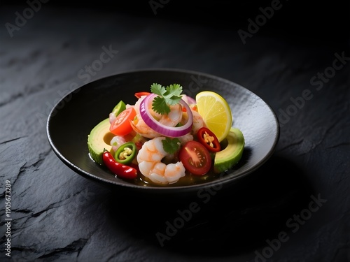 Top view mexican Ceviche