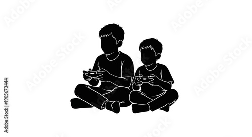 Two people sitting cross-legged with mobile devices in hand.
