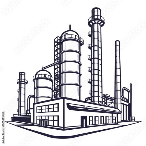 Petroleum Processing Facility with Tall Distillation Towers