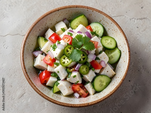 Mexican top view Ceviche restaurant food