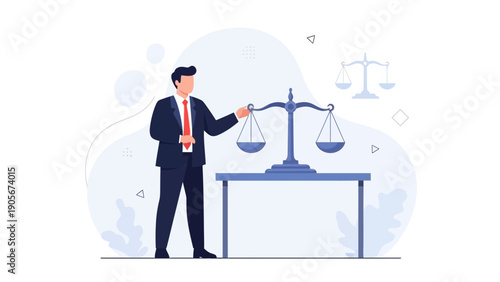 Lawyer Balancing Justice Scales, Legal Concept Illustration