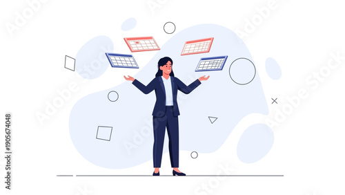 Businesswoman expertly juggling multiple tasks and projects