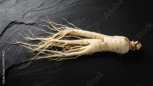 Ginseng Root on Dark Slate Background