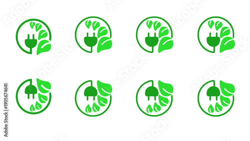 A set of emblem-style icons inspired by nature and environmental protection themes.
