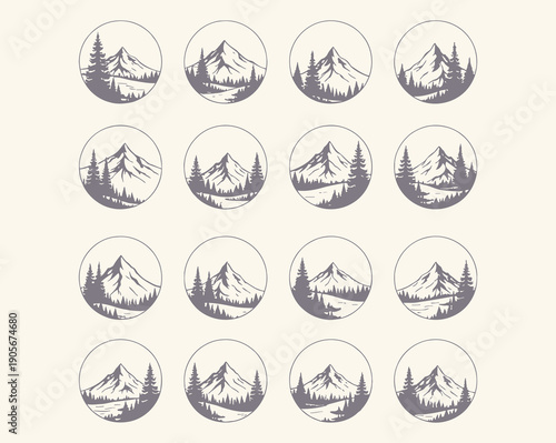 Collection of vintage sailboat illustrations in circular frames
