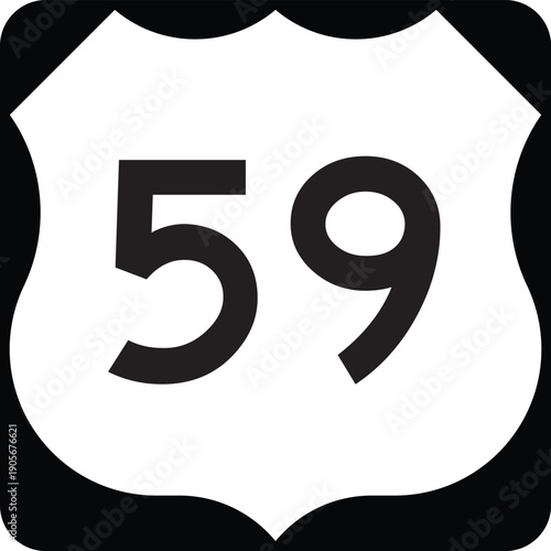 Route 59 Highway Shield Badge Design, United States Numbered Highway System Vector