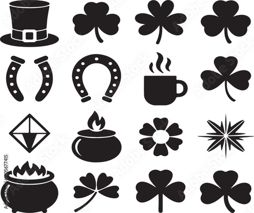 St. Patrick’s Day Icons  Vector Set of Holiday Symbols
