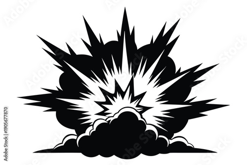 explosive effect dynamic explosion silhouette line art vector illustration with a white background
