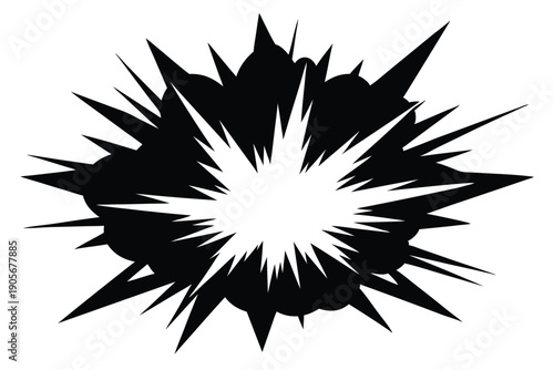 explosive effect dynamic explosion silhouette line art vector illustration with a white background