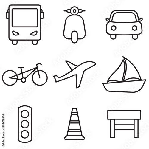 Transportation,traffic cone,roadblock,icon outline vector