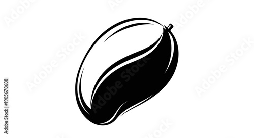 Stylized Mango Silhouette Icon on White Background
