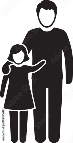 A man and a child holding hands and walking together in a simple illustration