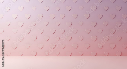 Wallpaper Mural Soft Ombre Heart Pattern Wall Background - Minimalist 3D Render for Valentine, Wedding, Anniversary, Copy Space Torontodigital.ca