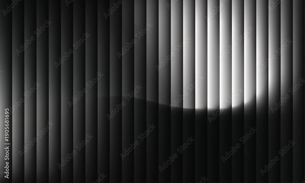 Fototapeta premium Minimalist vertical lines fading into light and shadow on dark background