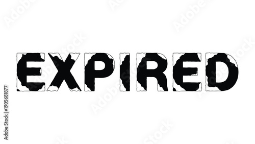 Expired Word: A close-up shot of the word EXPIRED printed in bold black letters with broken segments, subtly suggesting a sense of cessation.