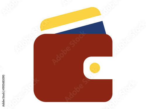 Icon of Wallet with Credit Card for Payment and Finance