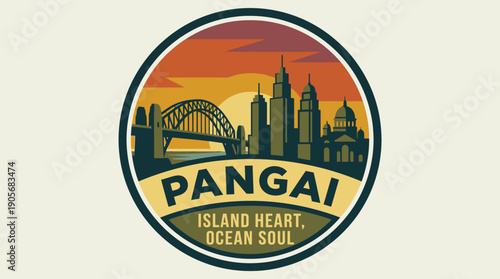 Pangai Island Heart Ocean Soul A Beautiful Cityscape With A Bridge And Silhouette Of Buildings Under A Sunset Sky, Evoking Travel And Serenity