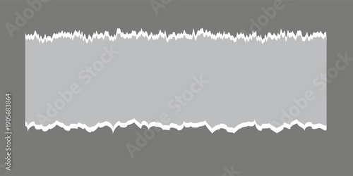 Torn paper frame background. White blank sheet wallpaper with jagged edges. Ripped grunge element bundle for poster, text box, banner. Vector eps 10