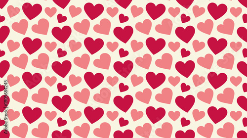 Charming seamless pattern with abundance of red and pink hearts, symbolizing love and romance, perfect for Valentine's Day, anniversaries, and festive backgrounds