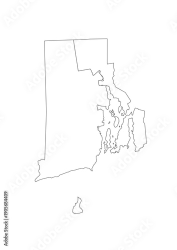 Rhode Island Congressional Districts Map 119th Congress Vector Illustration USA House of Representatives Electoral Boundaries 2026 Voting Precincts Government Data Vis Black White Outline Transparent 