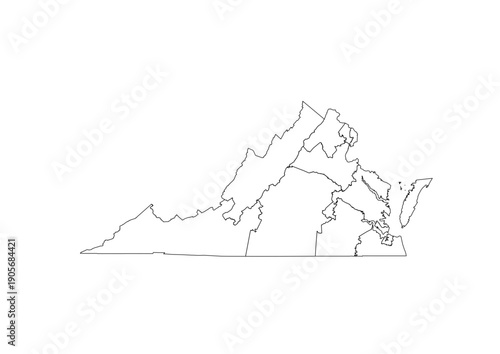 Virginia Congressional Districts Map 119th Congress Vector Illustration USA House of Representatives Electoral Boundaries 2026 Voting Precincts Government Data Vis Black White Outline Transparent Cart