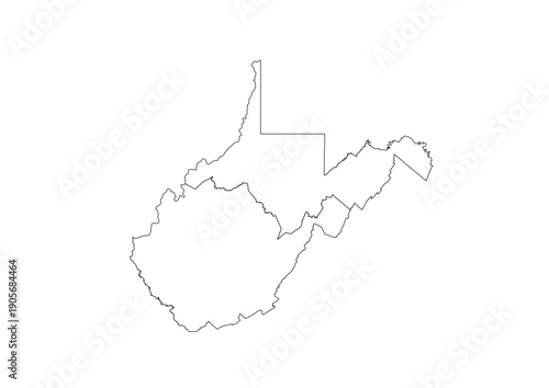 West Virginia Congressional Districts Map 119th Congress Vector Illustration USA House of Representatives Electoral Boundaries 2026 Voting Precincts Government Data Vis Black White Outline Transparent