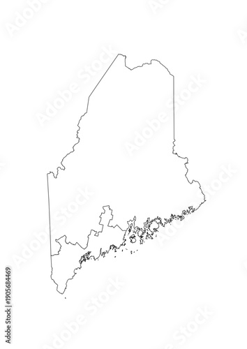 Maine Congressional Districts Map 119th Congress Vector Illustration USA House of Representatives Electoral Boundaries 2026 Voting Precincts Government Data Vis Black White Outline Transparent Cartogr