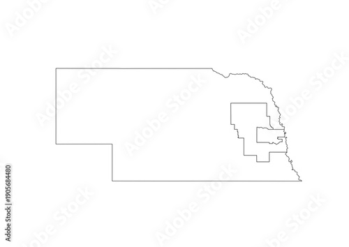Nebraska Congressional Districts Map 119th Congress Vector Illustration USA House of Representatives Electoral Boundaries 2026 Voting Precincts Government Data Vis Black White Outline Transparent Cart