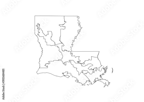 Louisiana Congressional Districts Map 119th Congress Vector Illustration USA House of Representatives Electoral Boundaries 2026 Voting Precincts Government Data Vis Black White Outline Transparent Car