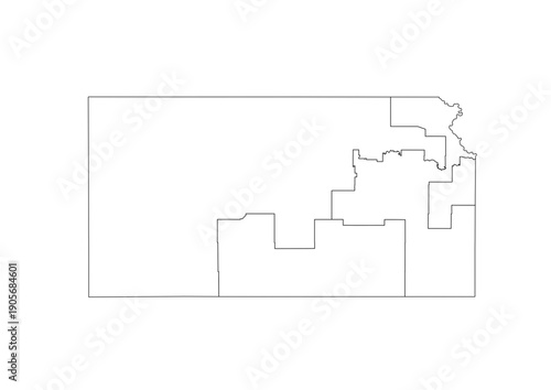 Kansas Congressional Districts Map 119th Congress Vector Illustration USA House of Representatives Electoral Boundaries 2026 Voting Precincts Government Data Vis Black White Outline Transparent Cartog