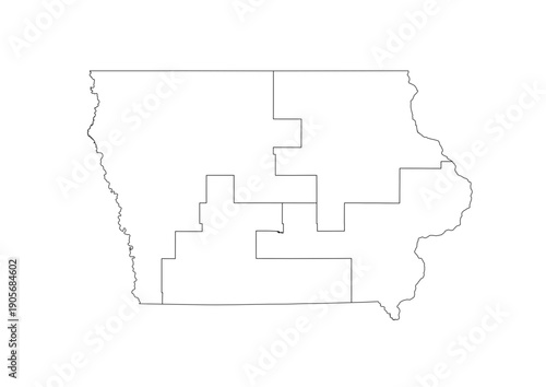 Iowa Congressional Districts Map 119th Congress Vector Illustration USA House of Representatives Electoral Boundaries 2026 Voting Precincts Government Data Vis Black White Outline Transparent Cartogra