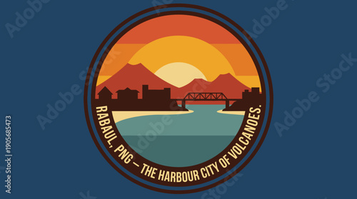 Rabaul, PNG - The Harbour City of Volcanoes A Scenic Sunset Over the Coastal Landscape with a Bridge and Cityscape