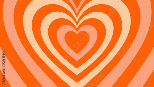 Concentric hearts create a vibrant, swirling pattern in shades of orange.