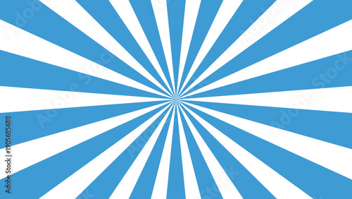 Radial burst design with alternating blue and white stripes emanating from center