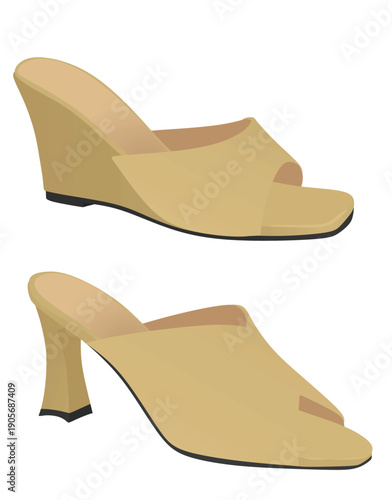 Brown high heel sandal. vector illustration