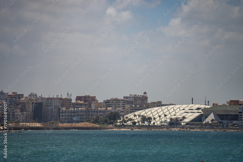 Obraz premium Library of Alexandria across the bay in Alexandria, Egypt