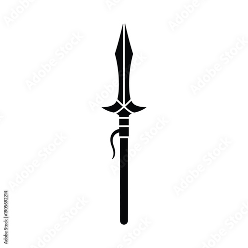 Black Silhouette Vector Illustration of a Spear on White Background