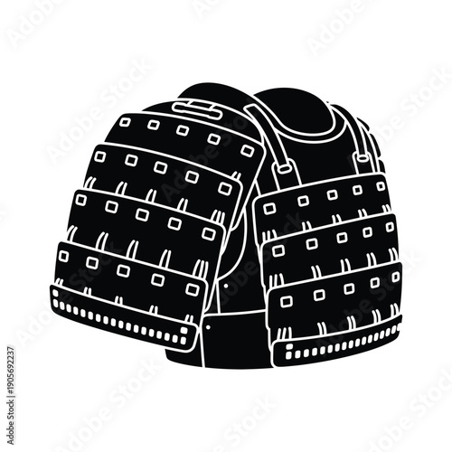 Black Silhouette Vector of Traditional Japanese Samurai Armor Icon