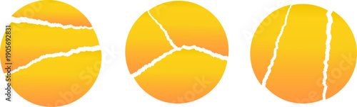 紙が破れたような亀裂が入った円形グラデーション抽象イラスト　分断・変化・衝突・問題提起を象徴するコンセプトデザイン素材