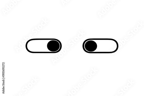 This graphic features two toggle switch icons in white against a solid black background. One switch is positioned to the right and the other is positioned to the left.
