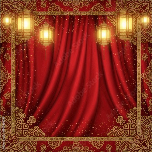 red curtain background