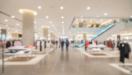 Wallpaper Mural Blurred retail fashion clothing store interior with bright lights Torontodigital.ca