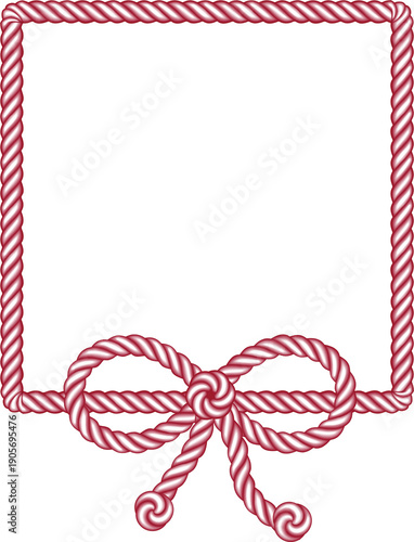 Wallpaper Mural Rectangular Red Rope Frame with Knot and Bow Illustration Torontodigital.ca