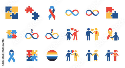 Colorful Icons Representing Health and Support.