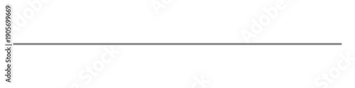 Double medium. Divider. Black horizontal line. Isolated on white background.