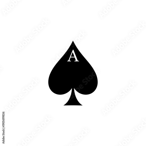 Silhouette of an Ace of Spades Playing Card Vector Icon for Casino and Poker Game Design