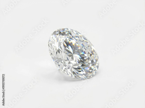 Wallpaper Mural Close-up of a brilliant oval-cut diamond gemstone, sparkling with facets and reflections on white background. Ideal for luxury jewelry ads, engagement rings, and gemstone visuals Torontodigital.ca