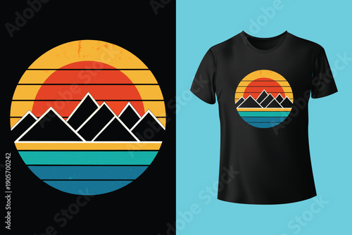 skiing t shirt print design, ski goggles and ski baton - Vector